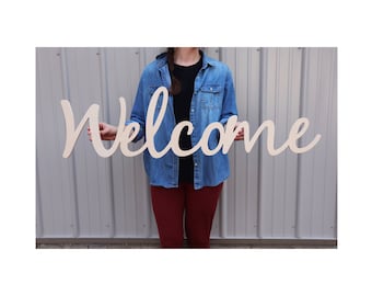 Welcome Sign in Custom Finish, Wedding Welcome Guests Sign, Home Entry Sign, and Office Welcome Cutout Business Welcome Sign