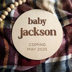 Engraved Wood Baby Announcement Sign: Newborn photo prop, 4&quot;, 6&quot;, and 8&quot; options