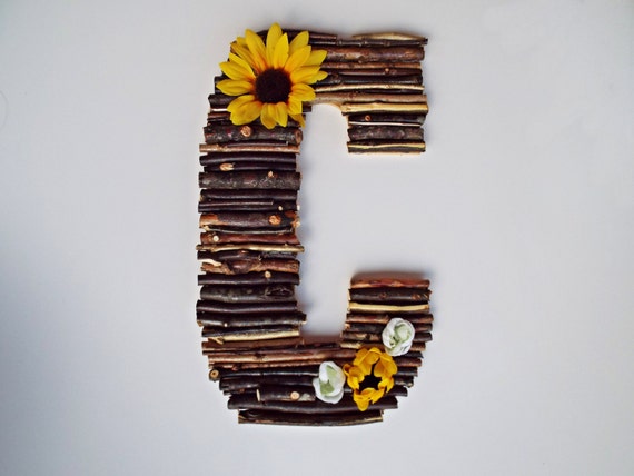 Sunflower Wedding Decor Sunflower Stick Letter Yellow Wedding Decor Sunflower Decor Sunflower Nursery Decor Rustic Wedding Decor