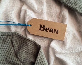 Custom Wood Engraved Gift Tags Wooden Place Setting Tag Personalized Gift Tag Handmade with Love Wood Tag Multiple Fonts, Ribbons, and Sizes