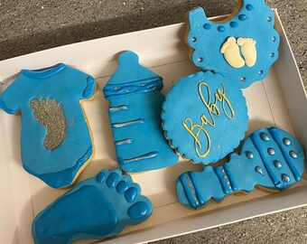 Baby show cookies, Gender reveal party cookies, baby themed cookies