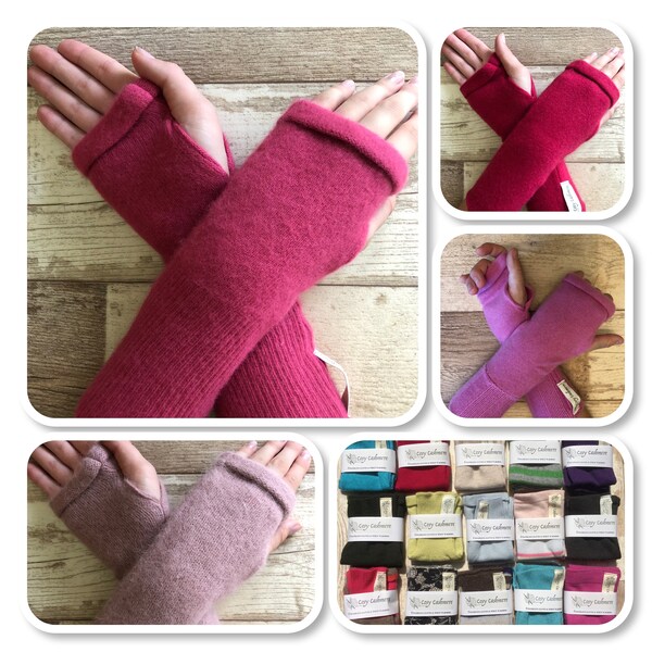 Teen/Petite 100% Cashmere Gloves - Pinks & Reds