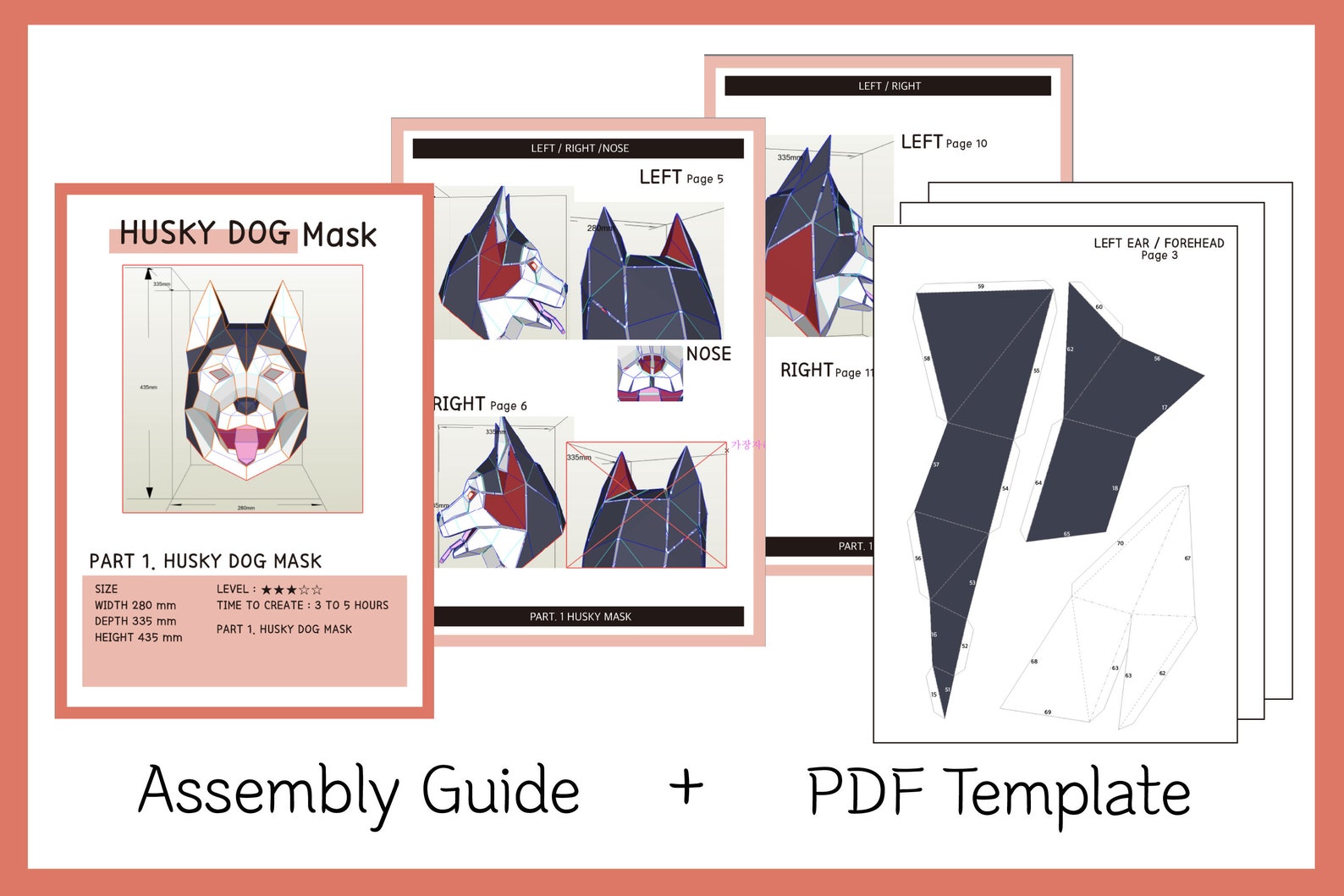 Husky Dog Mask PDF TEMPLATE : Low Poly Model Mask Wall Art - Etsy