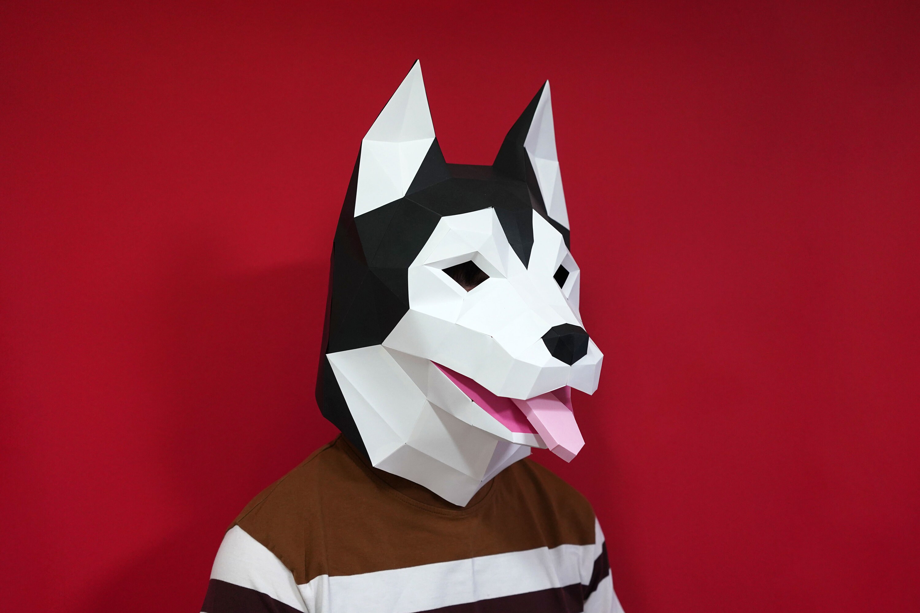 Husky Dog Mask PDF TEMPLATE Low Poly Model Mask Wall Art Etsy