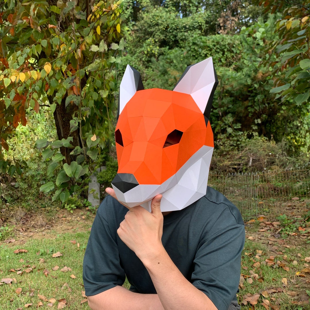 Fox Mask PDF TEMPLATE : Low Poly Model Mask Wall Art Wall - Etsy New ...