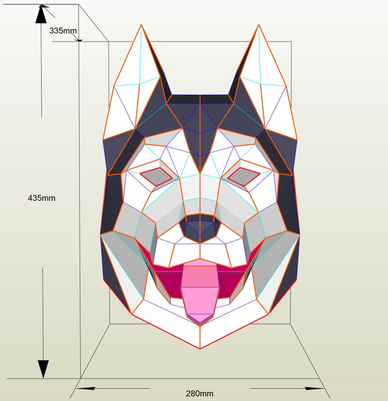 Husky Dog Mask PDF TEMPLATE : Low Poly Model Mask Wall Art - Etsy
