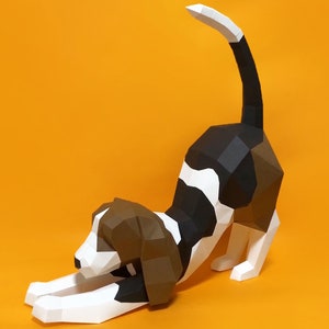 Beagle Dog PDF TEMPLATE : Low Poly Model Sculpture Origami Papercraft Pepakura 3D Paper Digital download Wall Decor