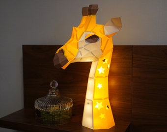 Giraffe Lamp 3d Papercraft DIY PDF TEMPLATE kit :Animal Paper lantern Low Poly Model Sculpture Origami Art Pepakura digital Paper Home Decor