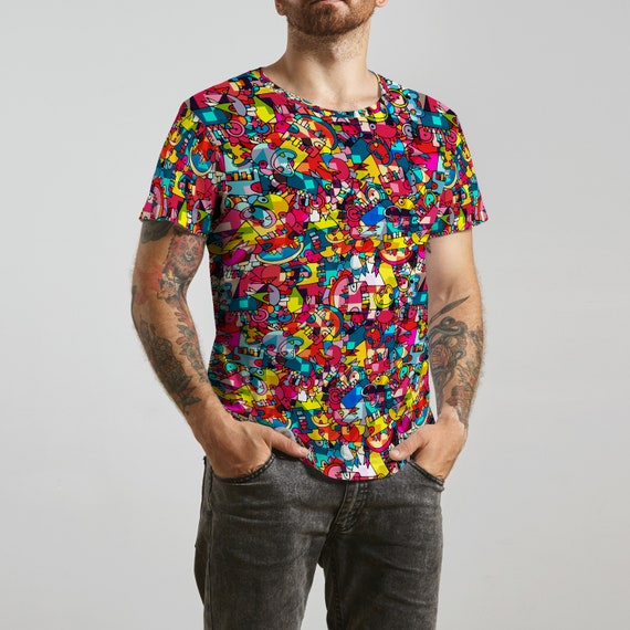 Abstract art Psychedelic clothing Doodle art LSD shirt Hippie Etsy