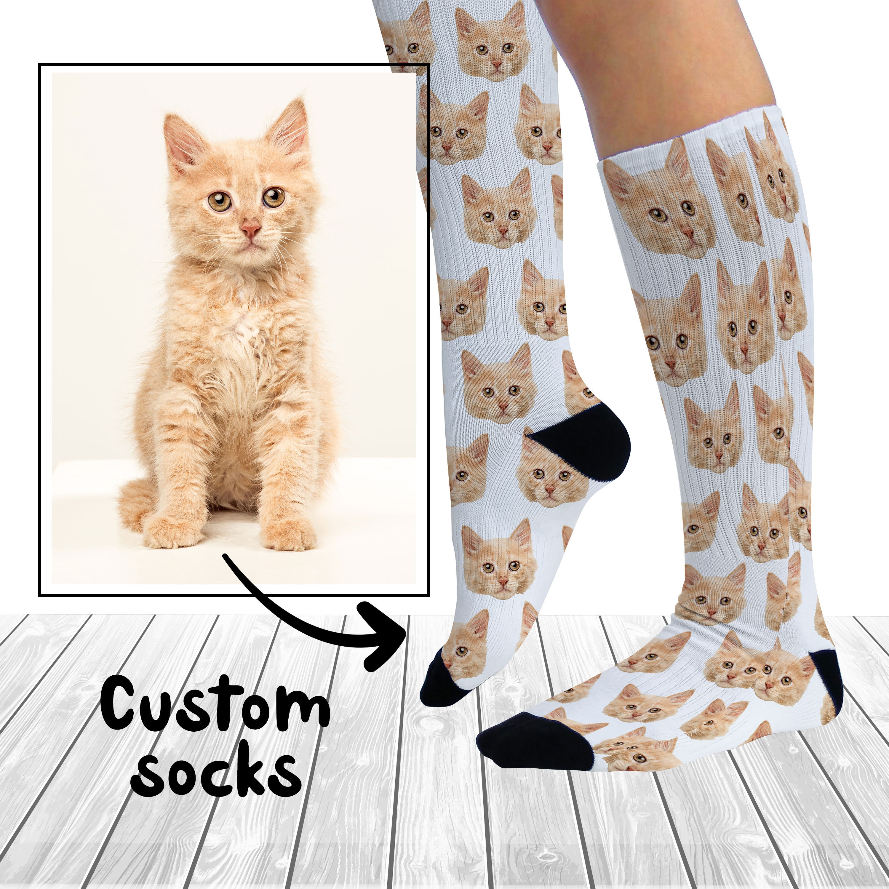 Cat Knee High Socks for Man Women Socks Your Pet Design Gift Etsy