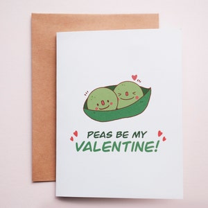 Tarjeta de San Valentín: Los guisantes son mi tarjeta de San Valentín Dos guisantes en una olla