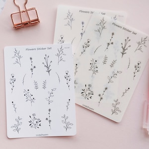 Wild Flower Sticker Sheet Schwarz Weiß Planer