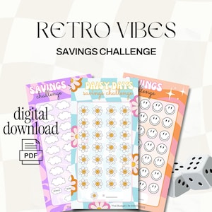 Retro Vibes Cash Savings Challenge | Printable Savings Tracker