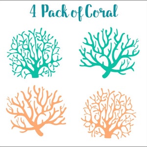 Set of 4 Coral Wall Decals - Deep Sea Ocean Wall Art - Sea Life Wall Decals - Nursery Coral Reef Decals Stickers