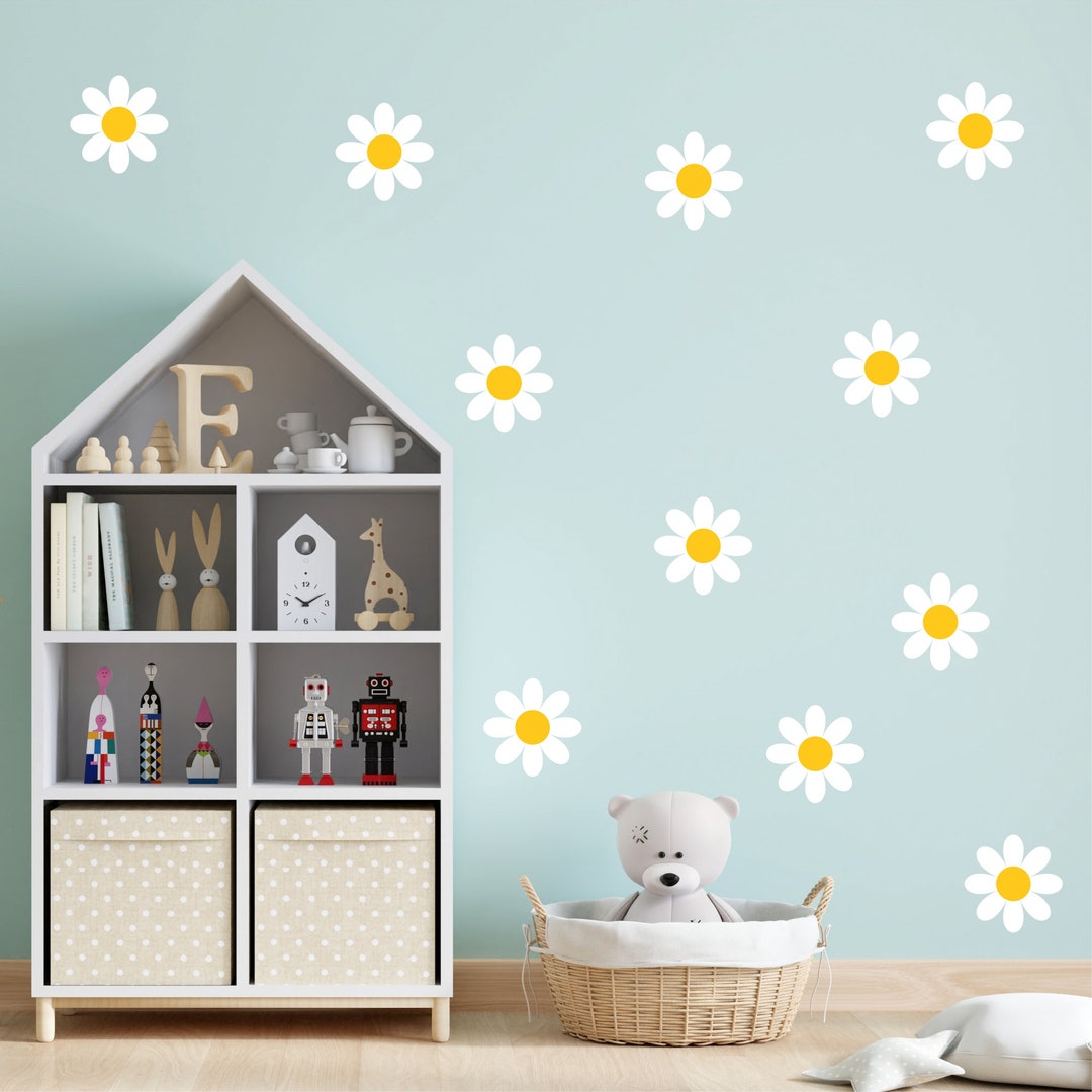 Daisy Wall Decals Package, Nursery Room Bedroom Wall Decals, Daisy ...