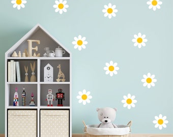 Daisy Wall Decals Package, Nursery Room Bedroom Wall Decals, Daisy Flower Set