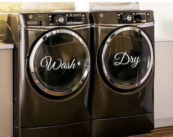 Wash Dry Decals - Washer Dryer Decals - Wash Dry Laundry Room Decals - Wash Dry Laundry Stickers