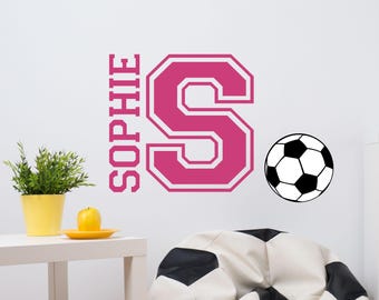 Personalized Girls Soccer Decal - Soccer Name Decal - Girls Custom Name Soccer Decor - Soccer Wall Art
