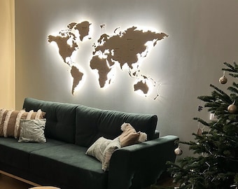 Wood Wall Map, World Map Wall Art, Large Travel Decor, House - Inspire  Uplift