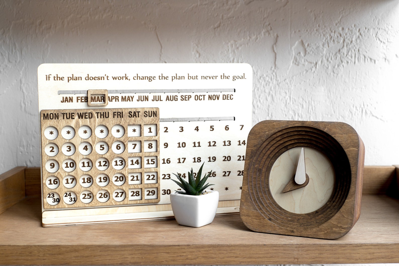 Desk Wood Eternal Calendar Accessories Decor Coworker Boss | Etsy
