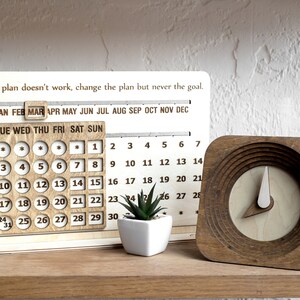 Desk Wood Eternal Calendar Accessories Decor Coworker Boss Teacher Gift ...