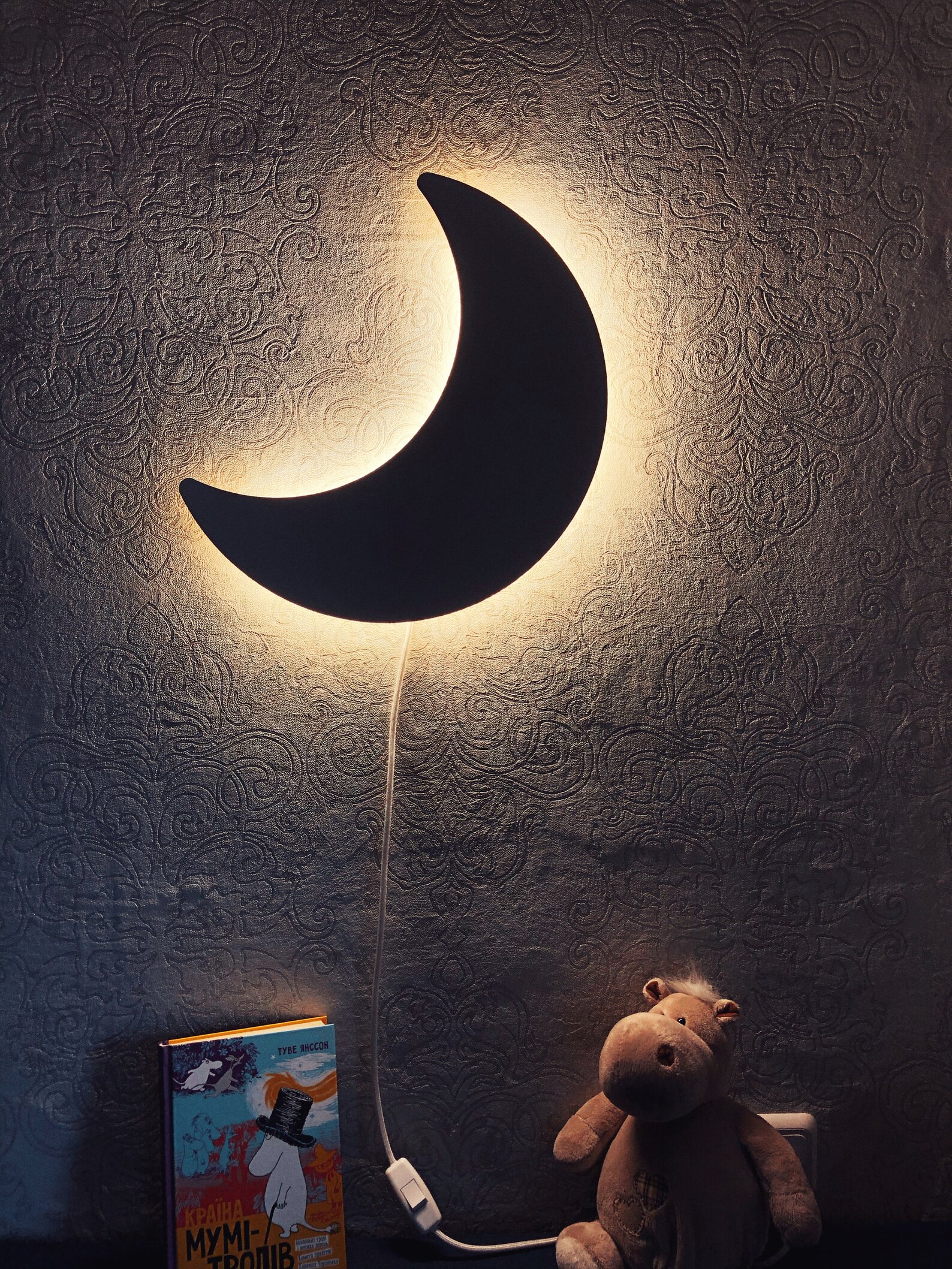 Kids Room Lamp Moon Wall Light Nursery Decor Baby Shower Etsy