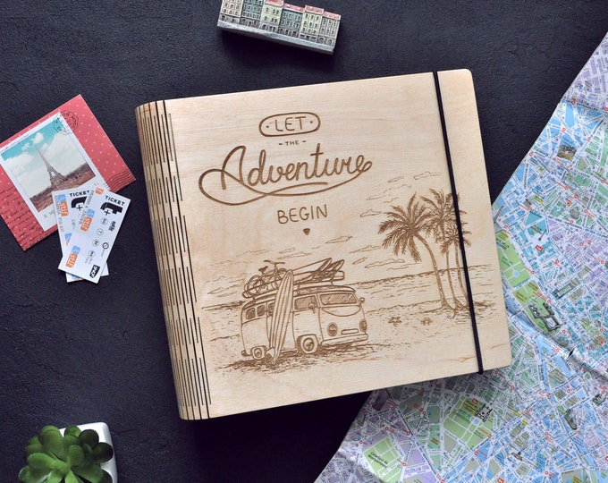 Gift for Travelers Personalised Photo Album Scrapbook Adventure Memory Book