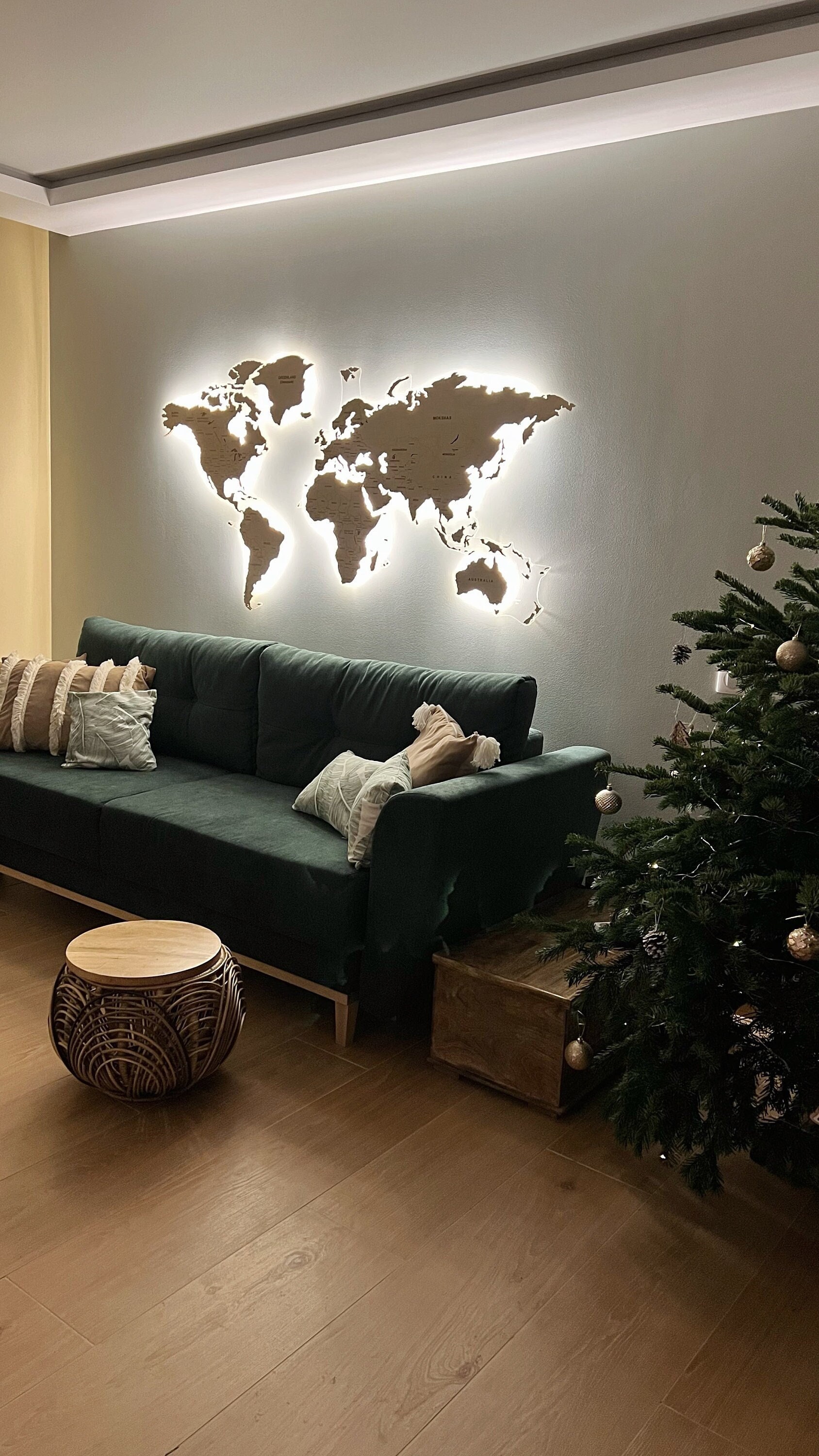 Led Light 3D Wood World Map for Wall Decor - Home Decor World Map with 6ft  Power Cord - 3D Wood World Map Wall Art for Home & Kitchen or Office 