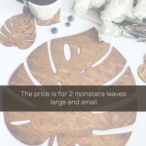 Wooden Rustic Placemats Monstera Leaf Handmade Nature Decor for Wedding Table Decoration Mats Kitchen Decor Wood Botanic Placemat image 10