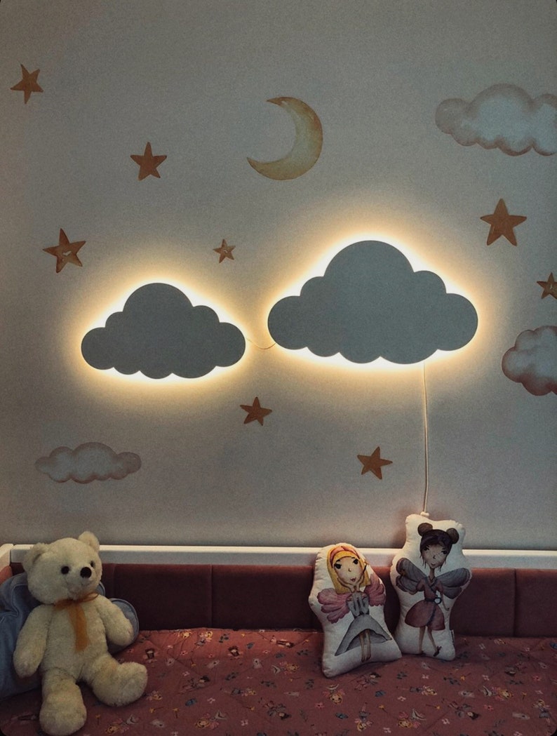 Cloud Night Light Wood Kids Lamp Baby Room Led Lamp Nursery Etsy UK