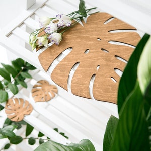 Wooden Rustic Placemats Monstera Leaf Handmade Nature Decor for Wedding Table Decoration Mats Kitchen Decor Wood Botanic Placemat image 8