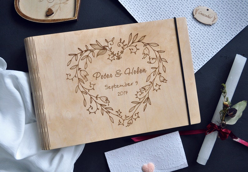 Wood Wedding Rustic Photo Album Personalized Custom Wedding Etsy
