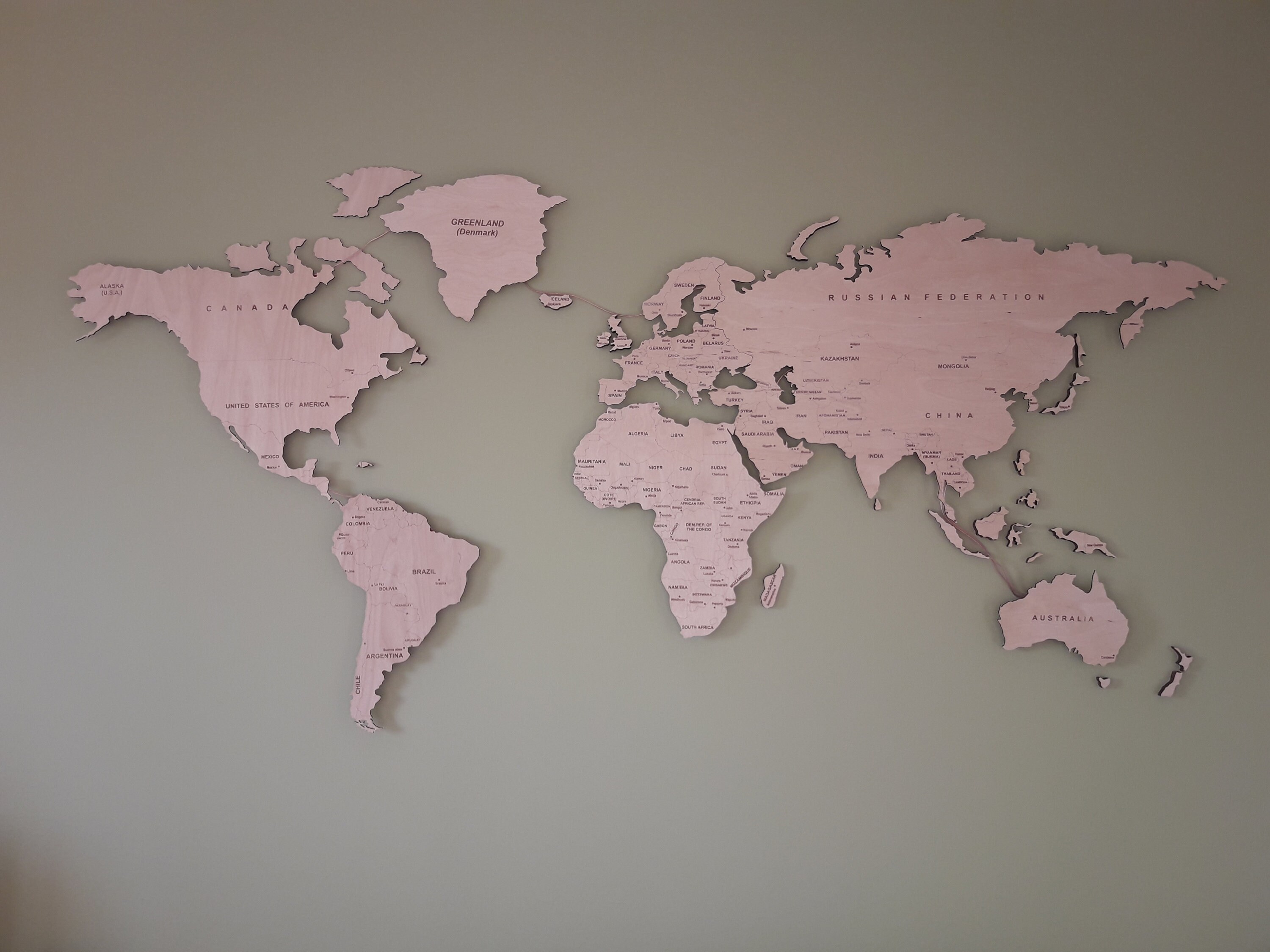 Light Wood Wall Map Of the World Map Wall Art Large Travel LED Etsy