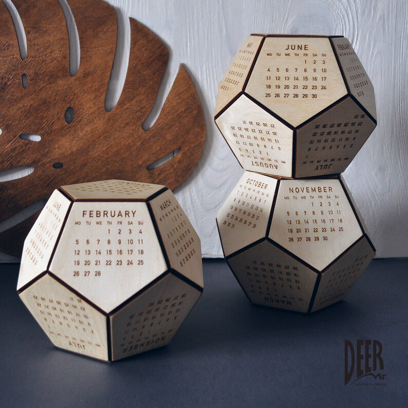 Wood Desk Calendar 2021 Office Accessories For Men Boss Gifts | Etsy