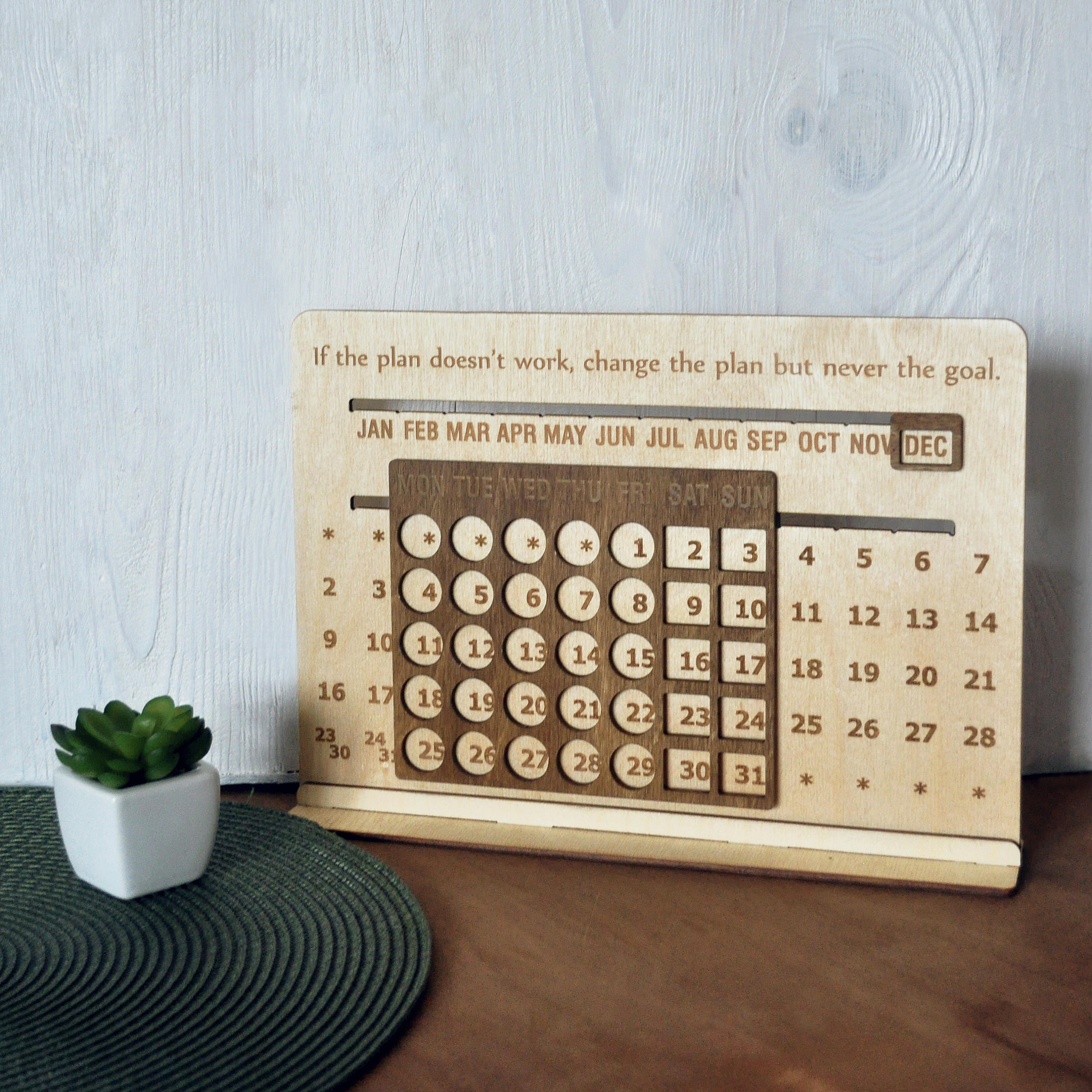 Desk Wood Eternal Calendar Accessories Decor Coworker Boss | Etsy