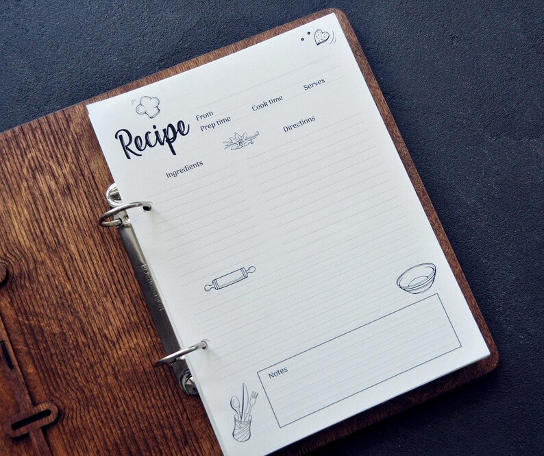 Custom Recipe Book Binder Personalized Recipe Journal Blank Etsy