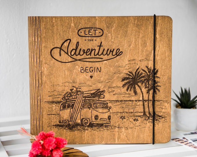 Travel Photo Album Scrapbook Wood Adventure Photo Book Custom Travel Gifts