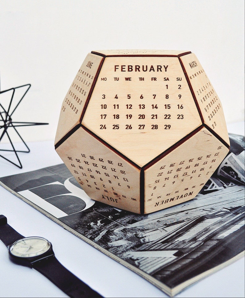 Wood Desk Calendar 2024 Office Accessories For Men Boss Gifts for Coworkers Clients Office Wooden Decorations Custom Business Gift image 10