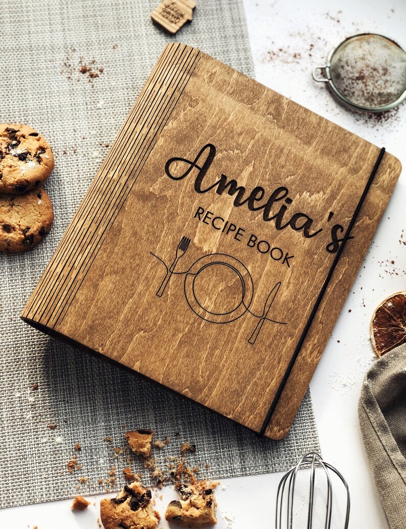 Wooden Recipe Book Custom Recipe Journal Blank Personalized Etsy
