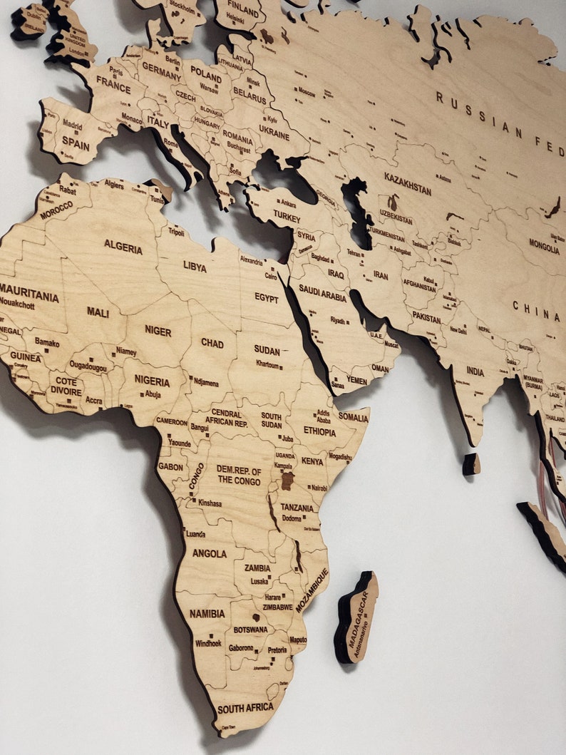 Light Wood Wall Map of the World Map Wall Art Large Travel LED Etsy