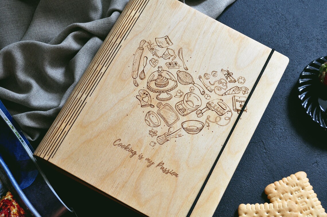 Wooden Recipe Book Binder Custom Blank Recipe Book Etsy