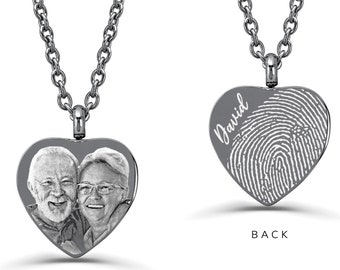 Photo and Fingerprint Cremation Urn Necklace for Human Ashes - Memorial Gift - Custom Fingerprint Jewelry - Personalized Cremation Jewelry