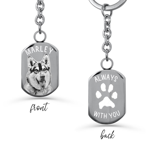 Custom Urn Keychain, Cremation Keychain for Ashes, Photo Engraved Urn, Memorial Pet Loss Keepsake Gift, Personalized Paw Print Urn Keychain