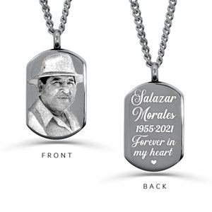 Custom Urn Necklace, Photo Engraved Urn, Fingerprint Urn, Memorial Necklace, Cremation Jewelry, Personalized Pet loss Necklace, Dog Tag Urn