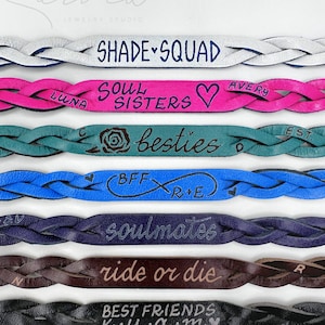 Personalized Leather Bracelet, Custom Name Bracelet, Engraved Custom Words Bracelet, Keepsake Gift, Friendship Bracelets, BFF Bracelet Gift