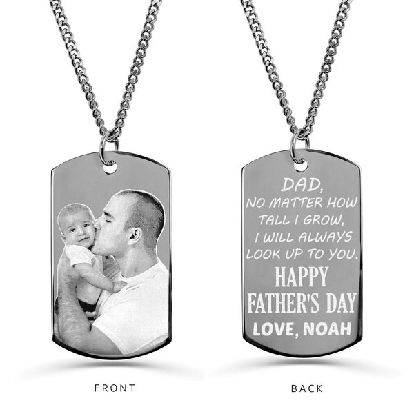 Picture Photo Dog Tag Necklace Custom Unique Personalized Gift Dad Son Daughter Memorial Boyfriend Valentine's Day Husband Military Father