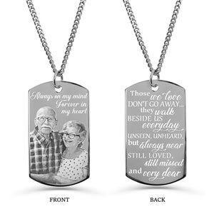 Memorial Photo Gift, Picture Necklace for Men, Custom Engraved Dog Tag, Men's Memorial Necklace, Memory Necklace for Loss Personalized