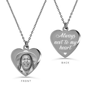 Actual Photo Necklace, Engraved Photo Jewelry, Heart Picture Necklace, Memorial Necklace, My Guardian Angel, Personalized Necklace Gift