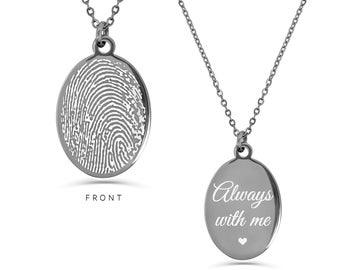 Fingerprint Necklace, Custom Fingerprint Jewelry, Actual Fingerprint Necklace, Thumbprint Condolence Mother's Memorial Gift, Grief Gift