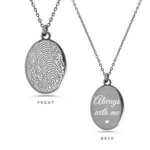 Your Fingerprint Necklace, Silver Fingerprint Jewelry, Handwriting Necklace, Memorial Gift, Thumbprint Necklace, Engraved Thumbprint Jewelry